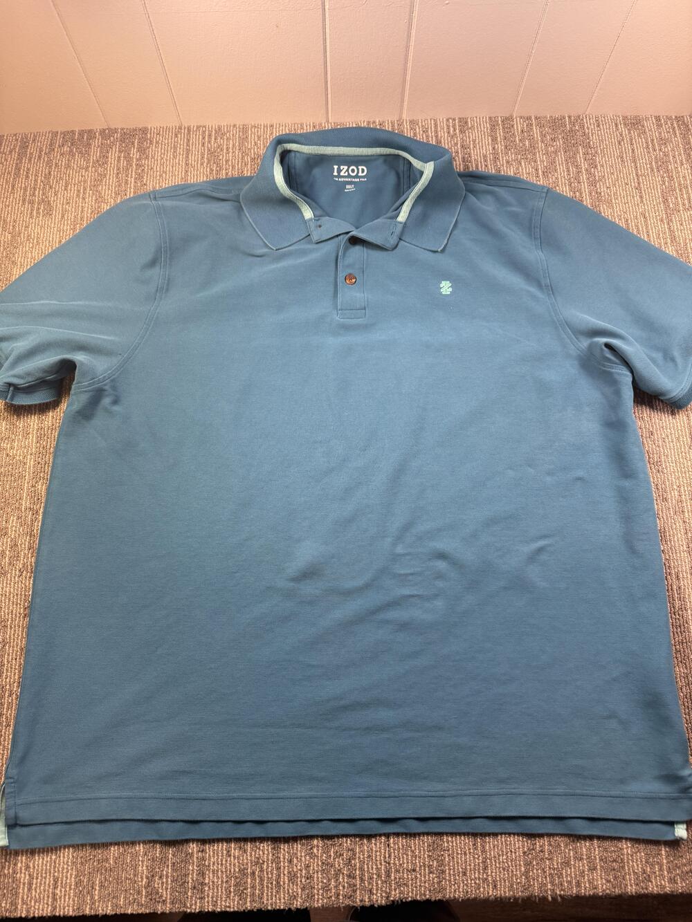 IZOD Advantage Polo Shirt Mens 3XLT Blue Solid Big Tall Casual Short Sleeve Knit